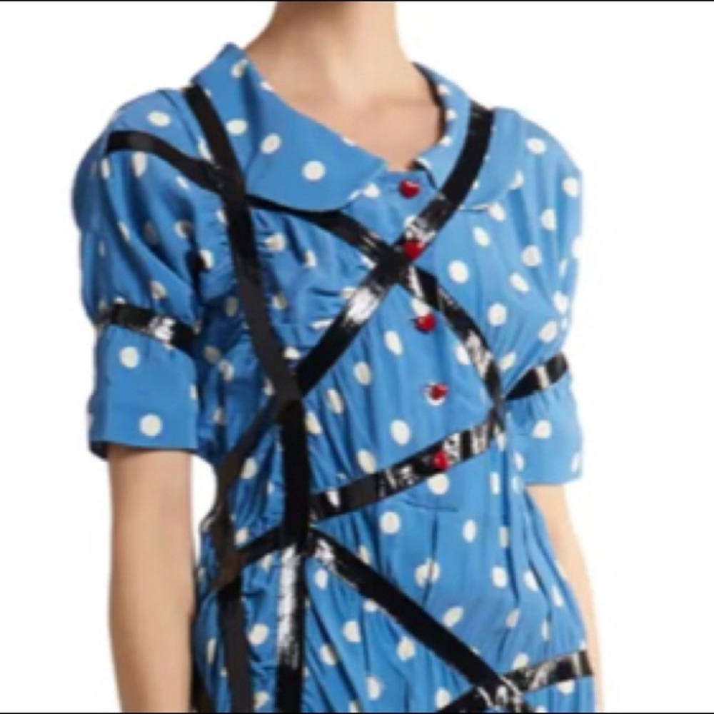 Marc Jacobs Runway The DIY Dress Blue Polka Dots Red hearts Buttons NWT $1200+ - Picture 2 of 7
